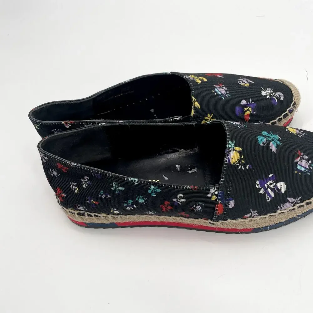Diane Von Furstenberg Navy Floral Tulum Espadrille Flats // 7